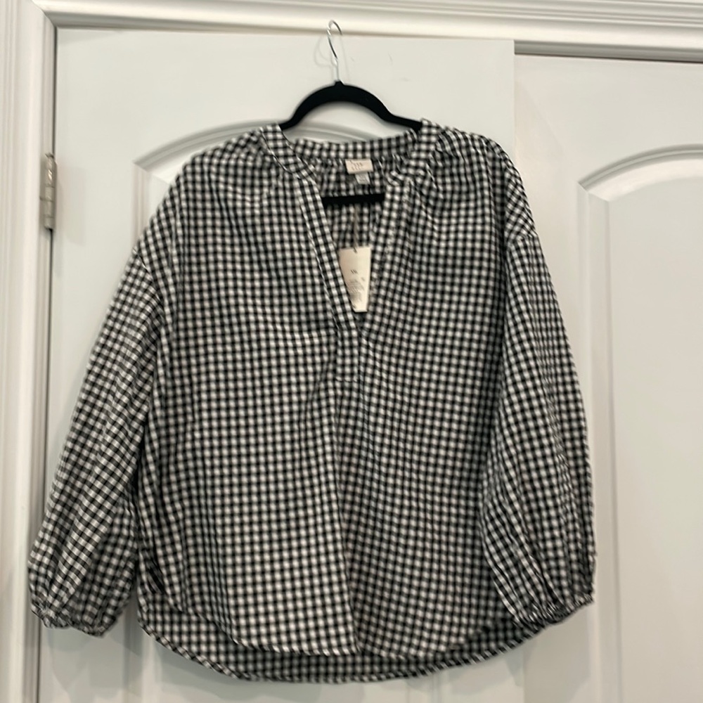 A New Day blouse. Black and white gingham. Size XXL NWT